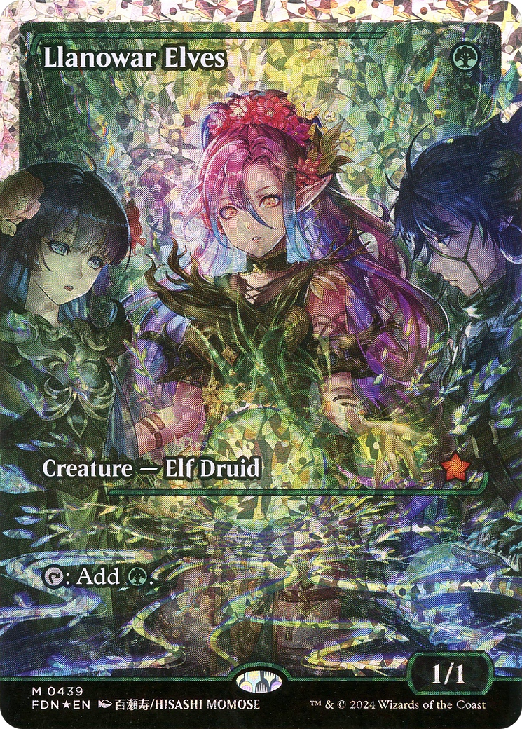 Llanowar Elves (FDN-439) - [Foundations]: (Showcase) Foil