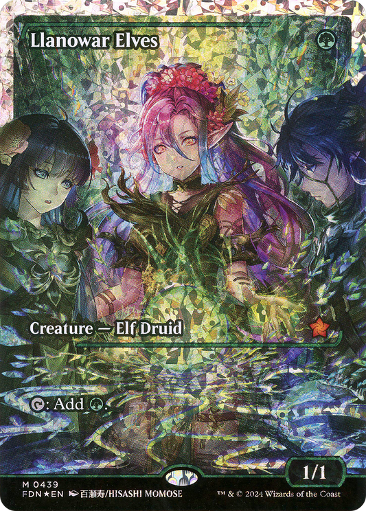 Llanowar Elves (FDN-439) - [Foundations]: (Showcase) Foil