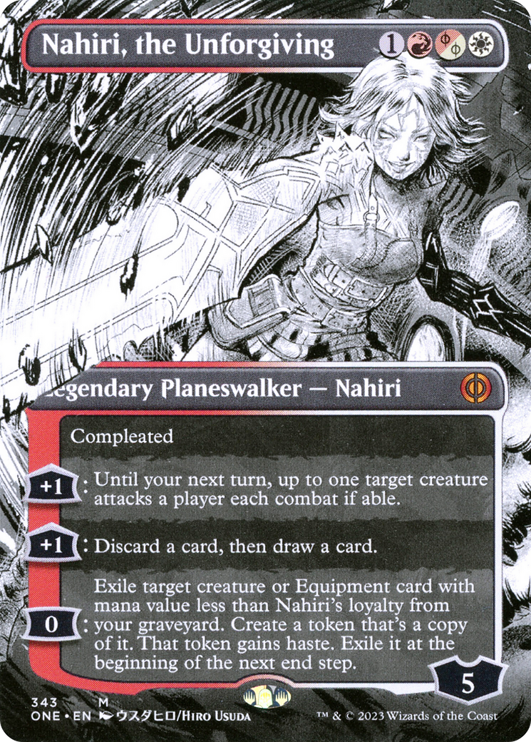 Nahiri, the Unforgiving (ONE-343) - [Phyrexia: All Will Be One]: (Showcase) (Borderless)