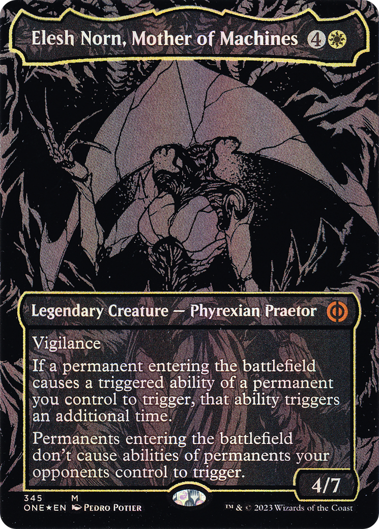 Elesh Norn, Mother of Machines (ONE-345) - [Phyrexia: All Will Be One] (Borderless) Foil