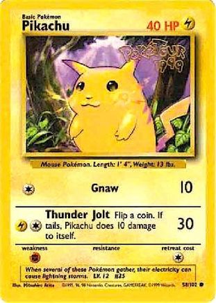 Pikachu (58/102) (PokeTour 1999 Promo) [Cartes diverses] 