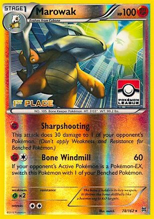 Marowak - 78/162 (Pokemon League) [1st Place] - [League & Championship Cards] Reverse Holofoil