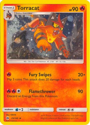 Torracat (25/149) (Cosmos Holo) [Soleil et Lune : Ensemble de base] 