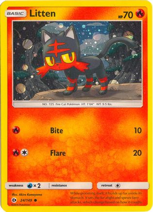 Litten (24/149) (Cosmos Holo) [Soleil et Lune : ensemble de base] 