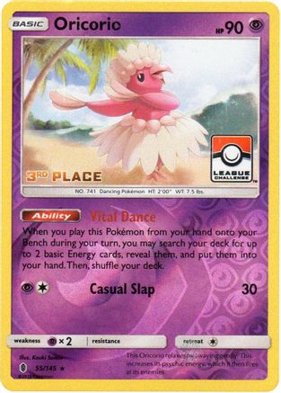 Oricorio - 55/145 (League Challenge) [3rd Place] 55 - [League & Championship Cards] Reverse Holofoil