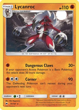 Lycanroc (75) 75/147 - [SM  Burning Shadows] Holofoil