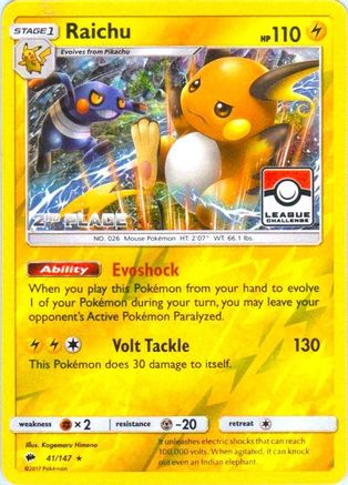 Raichu (41/147) (2e place de la promotion de la Ligue) [Soleil et Lune : Ombres brûlantes] 