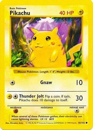 Pikachu (Red Cheeks) 58 - [Base Set Shadowless] 1st Edition