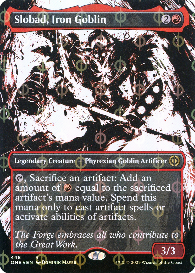 Slobad, Iron Goblin (ONE-448) - [Phyrexia: All Will Be One]: (Showcase) (Borderless) Foil