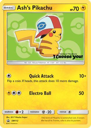 Pikachu d'Ash (SM112) [Soleil et Lune : Promos Black Star] 