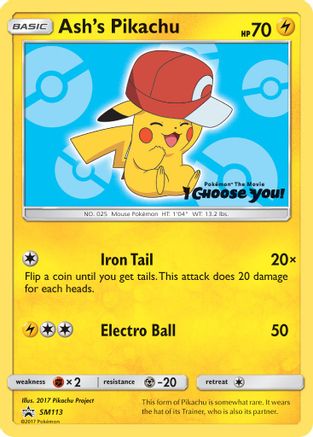Pikachu d'Ash (SM113) [Soleil et Lune : Promos Black Star] 