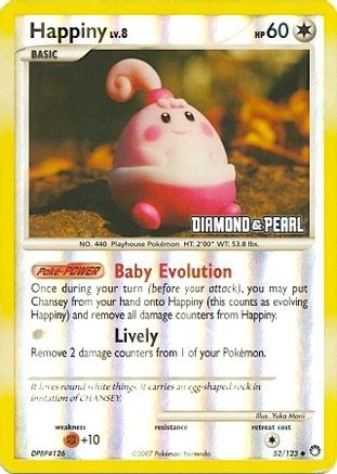 Happiny - 52/123 [Diamond & Pearl] - [Burger King Promos] Reverse Holofoil