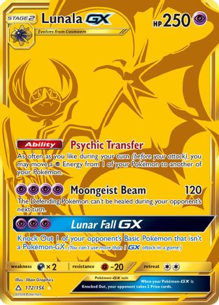 Lunala GX (Secret Rare) 172/156 - [SM  Ultra Prism] Holofoil
