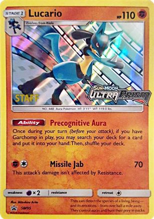 Lucario - SM95 (Prerelease) [Staff] SM95 - [SM Promos] Holofoil