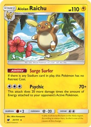 Alolan Raichu (31/111) (Thème Deck exclusif) [Soleil et Lune : Invasion pourpre] 
