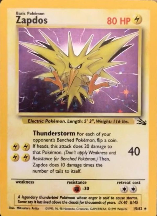 Zapdos (15) 15/62 - [Fossil] Unlimited Holofoil