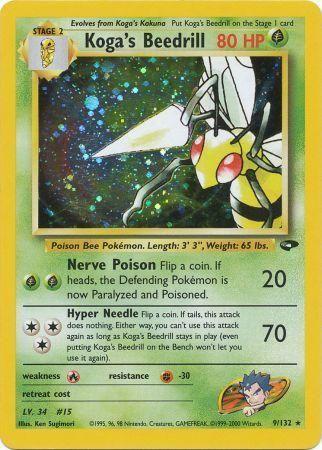 Koga's Beedrill 9/132 - [Gym Challenge] Unlimited Holofoil
