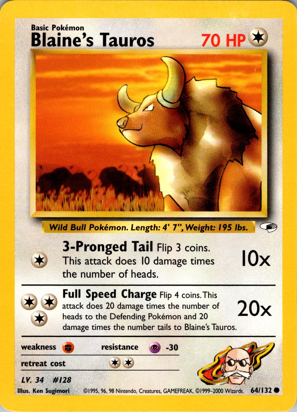 Blaine's Tauros 64/132 - [Gym Heroes] Unlimited