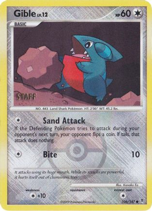 Gible (106/147) (Personnel promotionnel du championnat) [Platine : Vainqueurs suprêmes] 