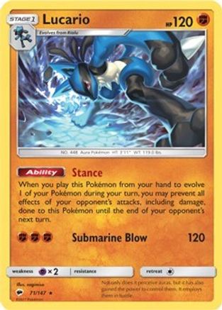 Lucario (71/147) (Deck thématique exclusif) [Soleil et Lune : Ombres brûlantes] 