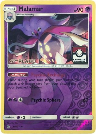Malamar - 51/131 (League Challenge) [4th Place] 51 - [League & Championship Cards] Reverse Holofoil
