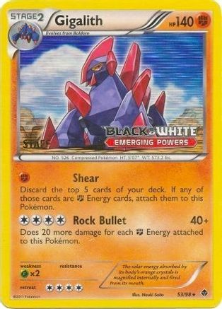 Gigalith 53/98 (Prerelease) [Staff] - [Black and White Promos] Holofoil