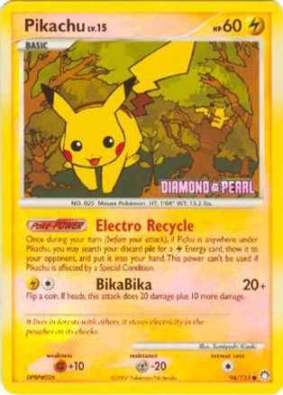 Pikachu - 94/123 (Diamond & Pearl) - [Burger King Promos] Reverse Holofoil