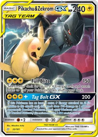 Pikachu &amp; Zekrom GX (33/181) [Soleil et Lune : Faites équipe] 