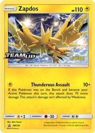 Zapdos (SM159) (Staff) [Sun & Moon: Black Star Promos]