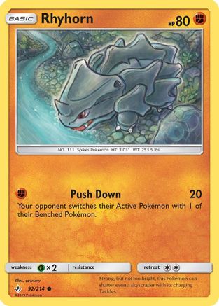 Rhyhorn (92/214) [Soleil et Lune : liens ininterrompus] 