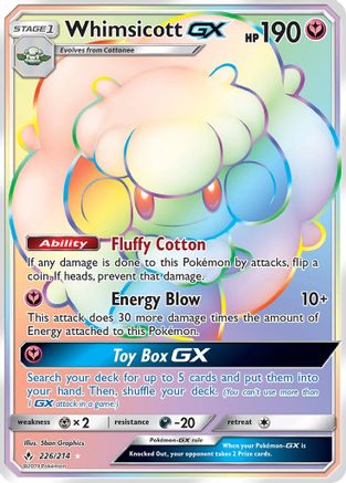Whimsicott GX (Secret) 226/214 - [SM  Unbroken Bonds] Holofoil