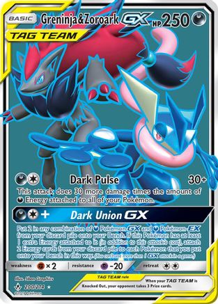 Greninja & Zoroark GX (200) (Full Art) 200/214 - [SM  Unbroken Bonds] Holofoil