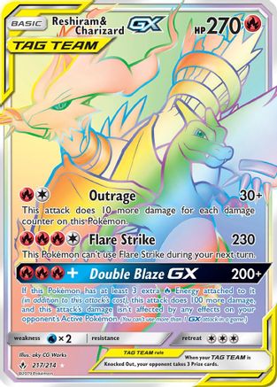 Reshiram & Charizard GX (Secret) 217/214 - [SM  Unbroken Bonds] Holofoil