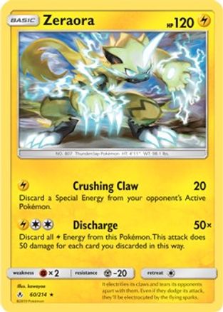 Zeraora (60/214) (Cracked Ice Holo) (Thème Deck Exclusif) [Soleil et Lune : Liens ininterrompus] 