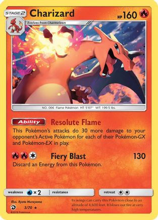Charizard (3/70) (Let's Play, Eevee) (Thème Deck exclusif) [Soleil et Lune : Dragon Majesty] 
