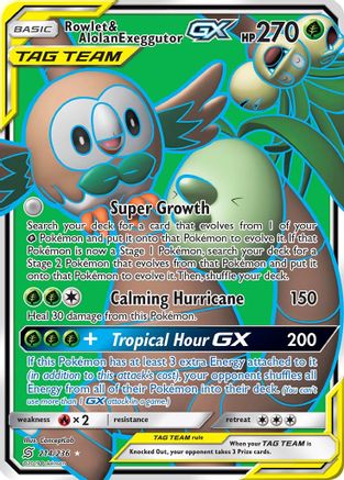 Rowlet & Alolan Exeggutor GX (Full Art) 214/236 - [SM  Unified Minds] Holofoil