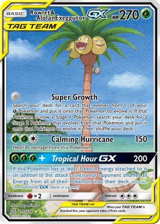 Rowlet & Alolan Exeggutor GX (Alternate Full Art) 215/236 - [SM  Unified Minds] Holofoil