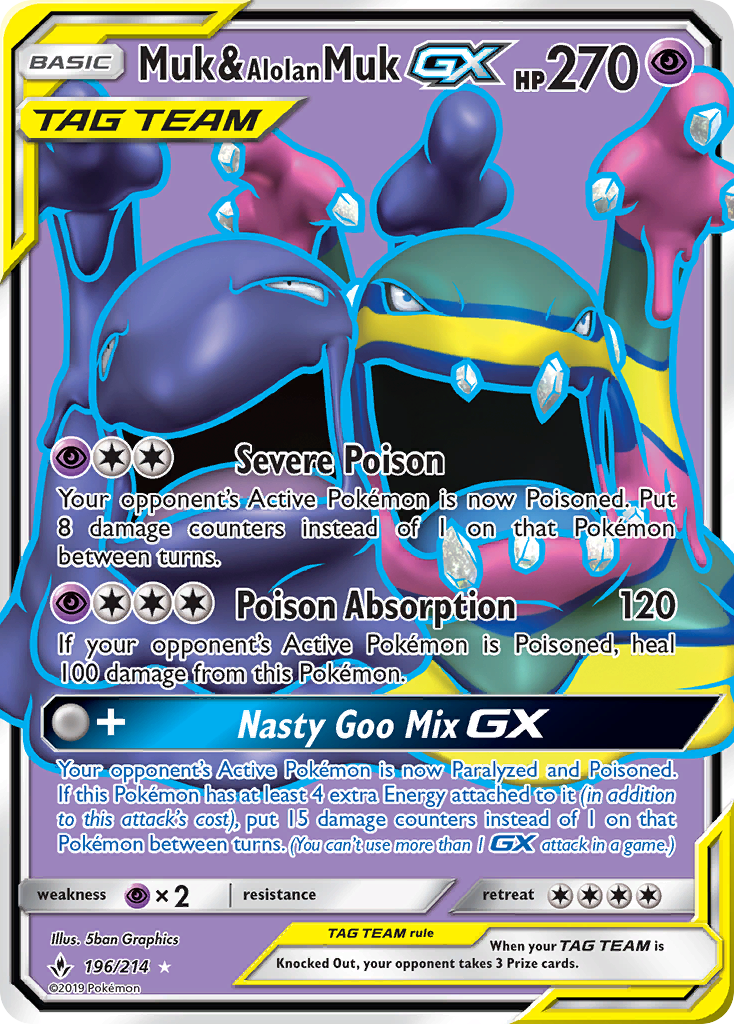 Muk & Alolan Muk GX (196) (Full Art) 196/214 - [SM  Unbroken Bonds] Holofoil