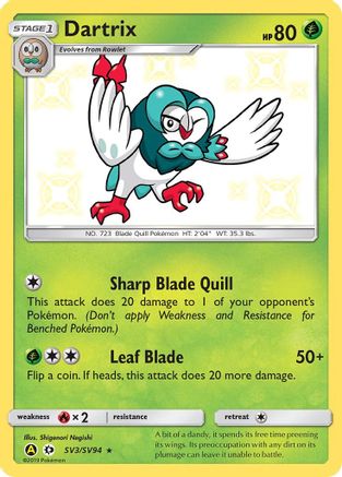 Dartrix (SV3/SV94) [Soleil et Lune : Destins cachés - Shiny Vault] 