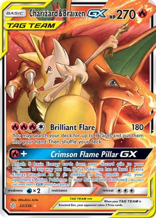 Charizard &amp; Braixen GX (22/236) [Soleil et Lune : Éclipse cosmique] 
