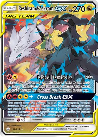 Reshiram &amp; Zekrom GX (157/236) [Soleil et Lune : Éclipse Cosmique] 