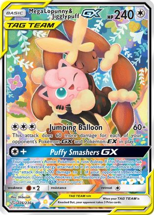 Mega Lopunny & Jigglypuff GX (Alternate Full Art)/236 - [SM  Cosmic Eclipse] Holofoil