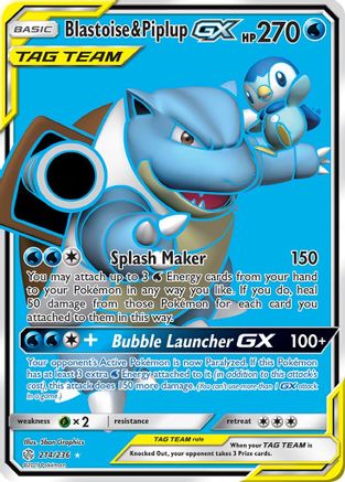 Blastoise &amp; Tiplup GX (214/236) [Soleil et Lune : Éclipse Cosmique] 