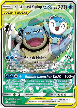 Blastoise & Piplup GX (Alternate Full Art)/236 - [SM  Cosmic Eclipse] Holofoil