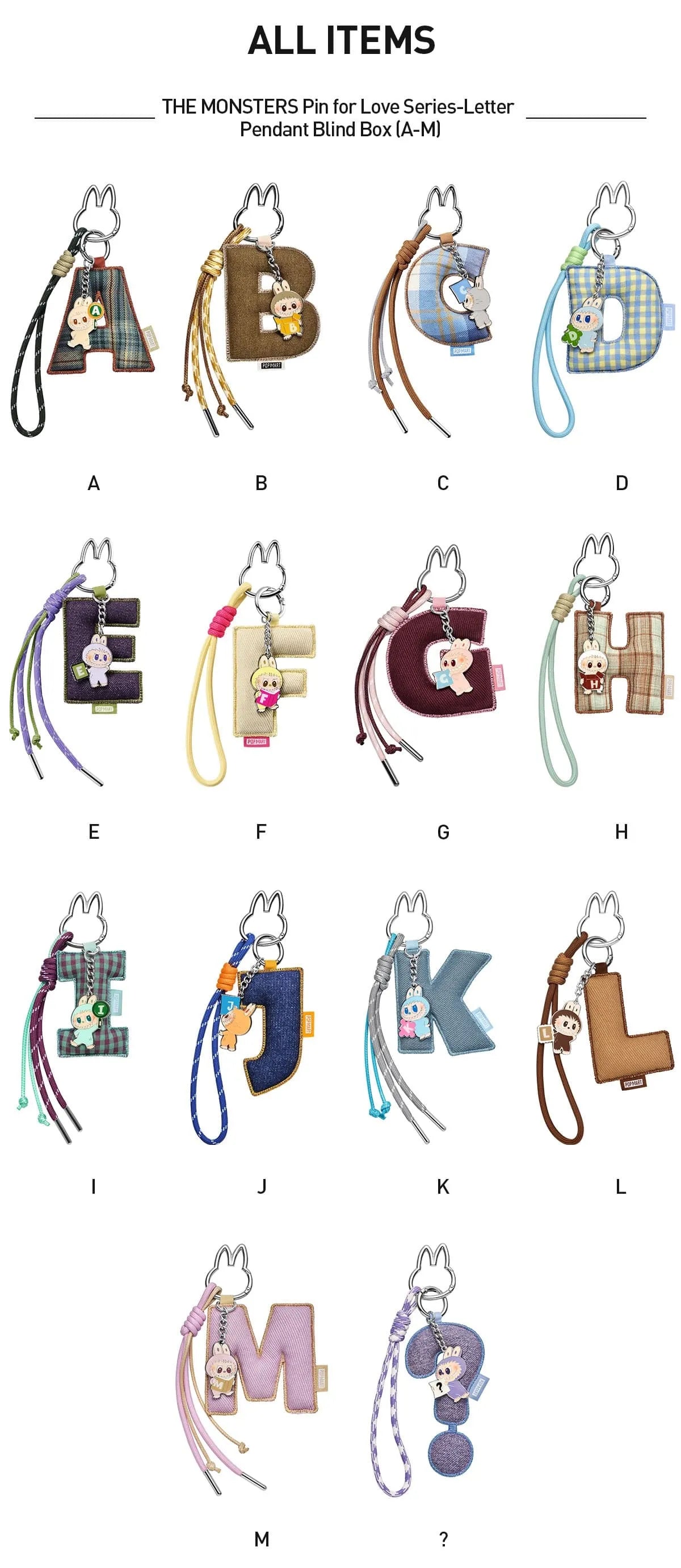 THE MONSTERS Pin for Love Series | Letter Pendant Blind Box