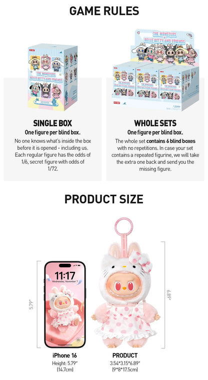 THE MONSTERS × Hello Kitty and Friends Series Vinyl Plush Pendant Blind Box Labubu
