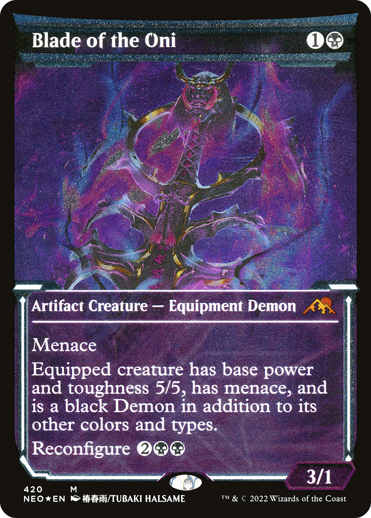 Blade of the Oni (NEO-420) - [Kamigawa: Neon Dynasty]: (Showcase) Etched Foil