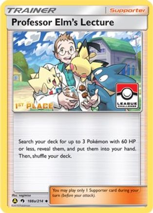 Professor Elm's Lecture - 188a/214 (League Challenge) [1st Place] 188a/214 - [League & Championship Cards] Reverse Holofoil