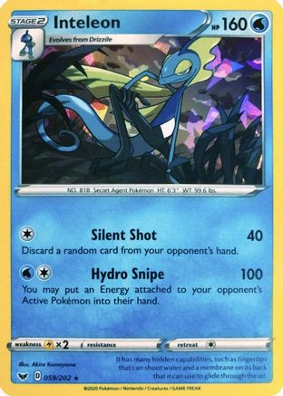 Inteleon - 059/202 (Cracked Ice Holo) - [Deck Exclusives] Holofoil