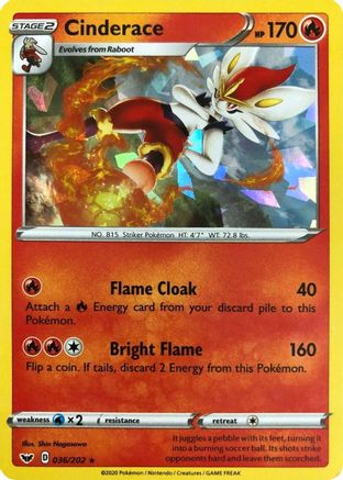 Cinderace - 036/202 (Cracked Ice Holo) - [Deck Exclusives] Holofoil